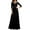 black, variant on QJUHUNG Women Half Sleeve V Neck Floral Formal Dress Elegant Bridesmaid Flowy Gown Cocktail Evening Party Maxi Long Dress