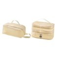 thumbnail image 2 of Organizador de maquillaje de maquillaje de malla 2x con mango, bolsa cosmética de doble capa, bolsa de aseo para picnic, negocios de actividades beige, 2 of 8