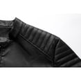thumbnail image 5 of Men's Solid Color Stand Collar Leather Jacket, Single Piece, Stylish and Durable, Perfect for Casual Wear, All Seasons, 5 of 13