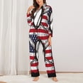 thumbnail image 2 of Uemuo Vintage Baseball American Flag Pattern Womens Pajama Sets,PJ Set for Women,Pajamas for Women Logo,Long Sleeve Pajama Set for Women,Soft Long Sleeve Top With Pants-Large, 2 of 7