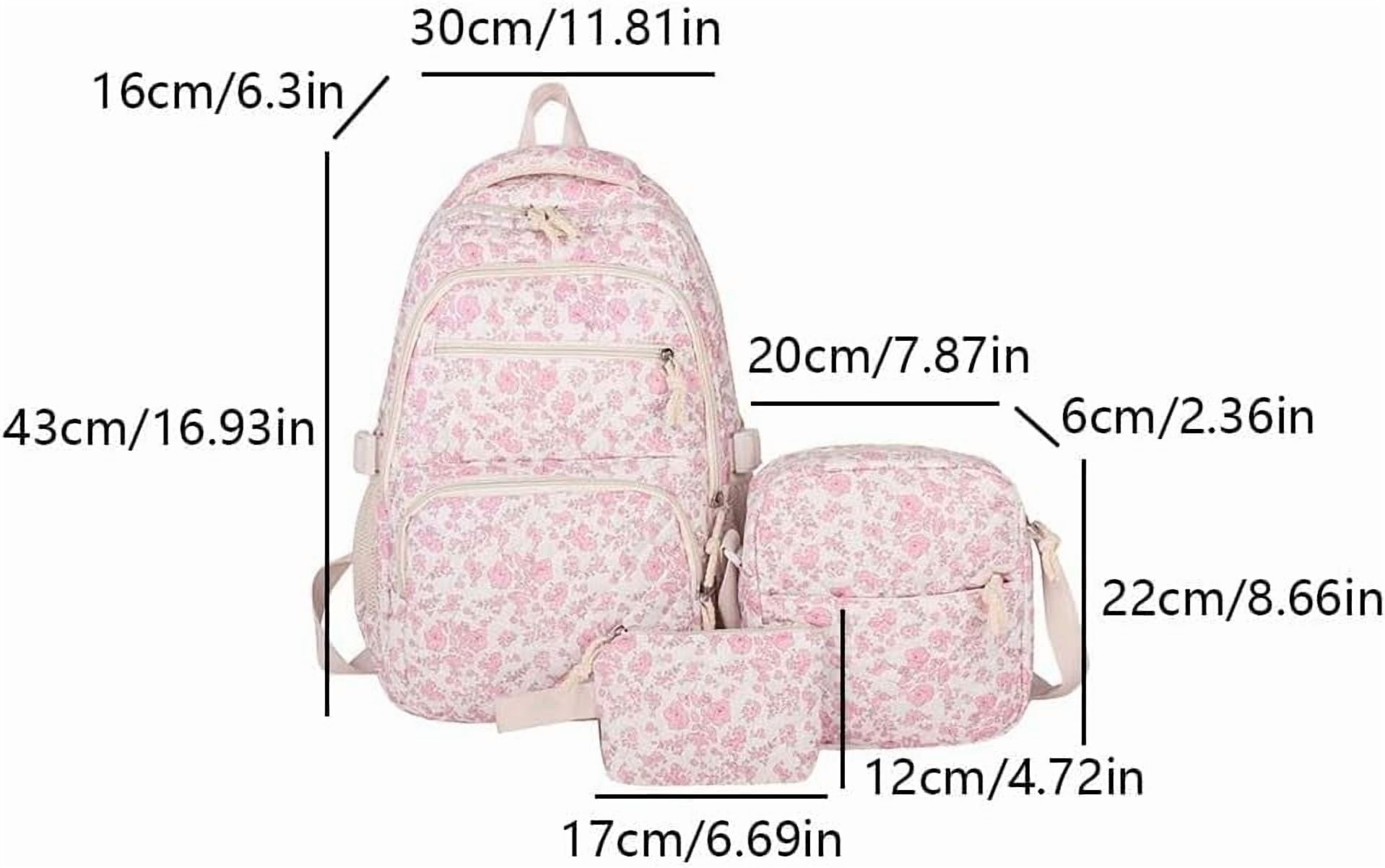 This 3-piece backpack set comes with a cute floral quilted backpack, a medium-sized messenger bag and a small travel storage bag for ladies, presenting a simple and comfortable look