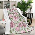 thumbnail image 2 of Vintage Floral Gift Blanket: Romantic Watercolor Pink Rose Peony Throw Blanket - Chic, Retro & Modern Throw Blanket for Room, Couch Decor - Soft, Lightweight, Warm & Cozy 50x60in for Women, 2 of 5