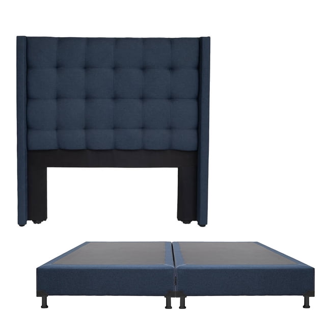 Box Base Cama King Size + Cabecera Titan Azul Marino Dicasa Titan Blu
