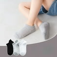 thumbnail image 3 of 6 Pairs 1-12T Children Cotton Socks Spring Summer Boys Girls Mesh Thin Breathable Solid Ankle Socks Black White Grey Kids Socks Black XL (9-12Y), 3 of 6