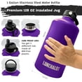 thumbnail image 3 of 1 Gallon Water Bottle - 128 Oz Insulated Stainless Steel Metal Water Bottle with Holder - Carrying Bag - Spout Handle - Straw Lids - Keep Cold & Hot - Indigo Tactical Flask, 3 of 7