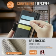 Dteck for Samsung Galaxy S22 Ultra Wallet Case, PU Leather Flip Folio Case with Card Holders RFID Blocking Kickstand Shockproof TPU Inner Shell Protective Phone Cover,Black
