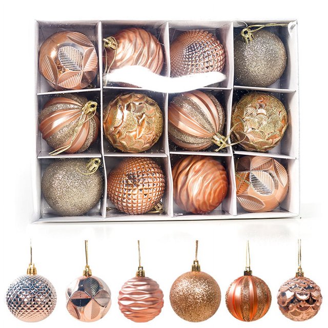 Decoración navideña, adornos colgantes de madera, bola navideña duradera hecha a mano redonda, 55mm, 12 unidades/caja 740227