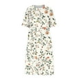 thumbnail image 4 of FAVIPT Womens Plus Size Summer Dresses Boho Retro Floral Print Dress Short Sleeve Crew Neck Pleated Maxi 2025 Dresses with Pockets White,S, 4 of 5