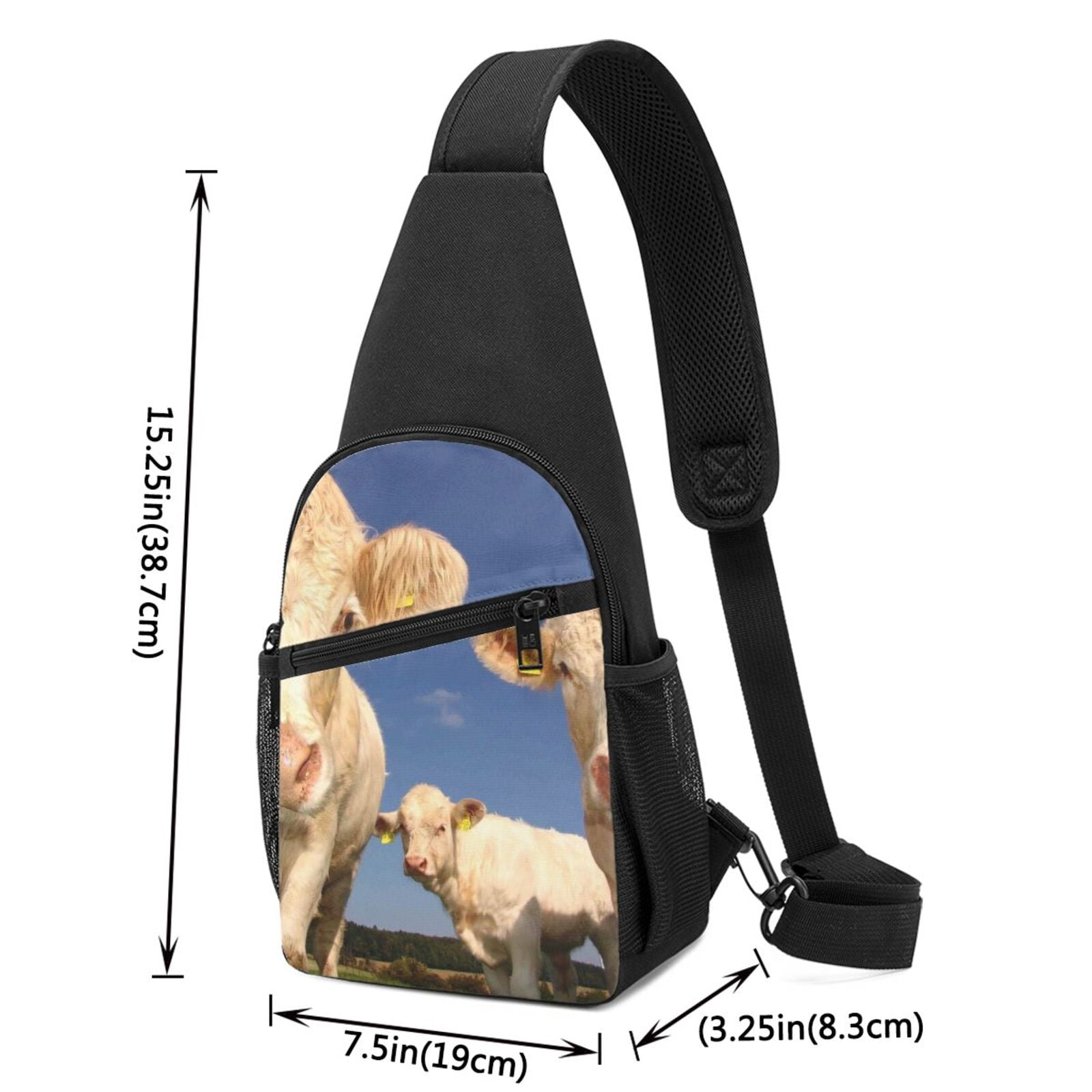 Xecao's Cows Cattles Print Sling Bag: A Versatile Chest, Shoulder, and Crossbody Backpack for Casual Days Out, Perfect for Both Men and Women