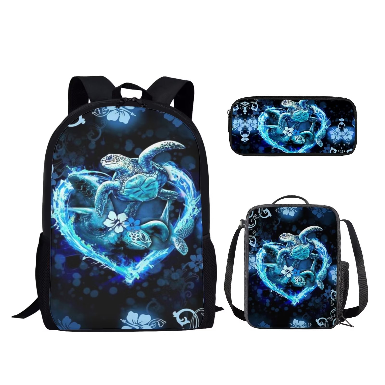 Pzuqiu Black Heart Corgi Paw Backpack with Lunch Box Girls Book Bags Ages  6-8 Elementary Middle School Bags Kids Lunchbag Insulated Tote Pencil Case