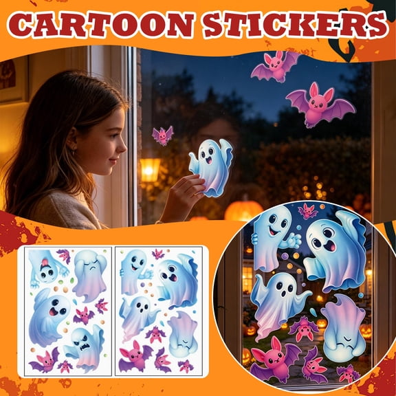 THOPBPRK Halloween Window Clings Static Decals for Home Decor, Spooky Ghost Wall Stickers for Glass Doors, Reusable Seasonal Party Decorations for Indoor Holiday