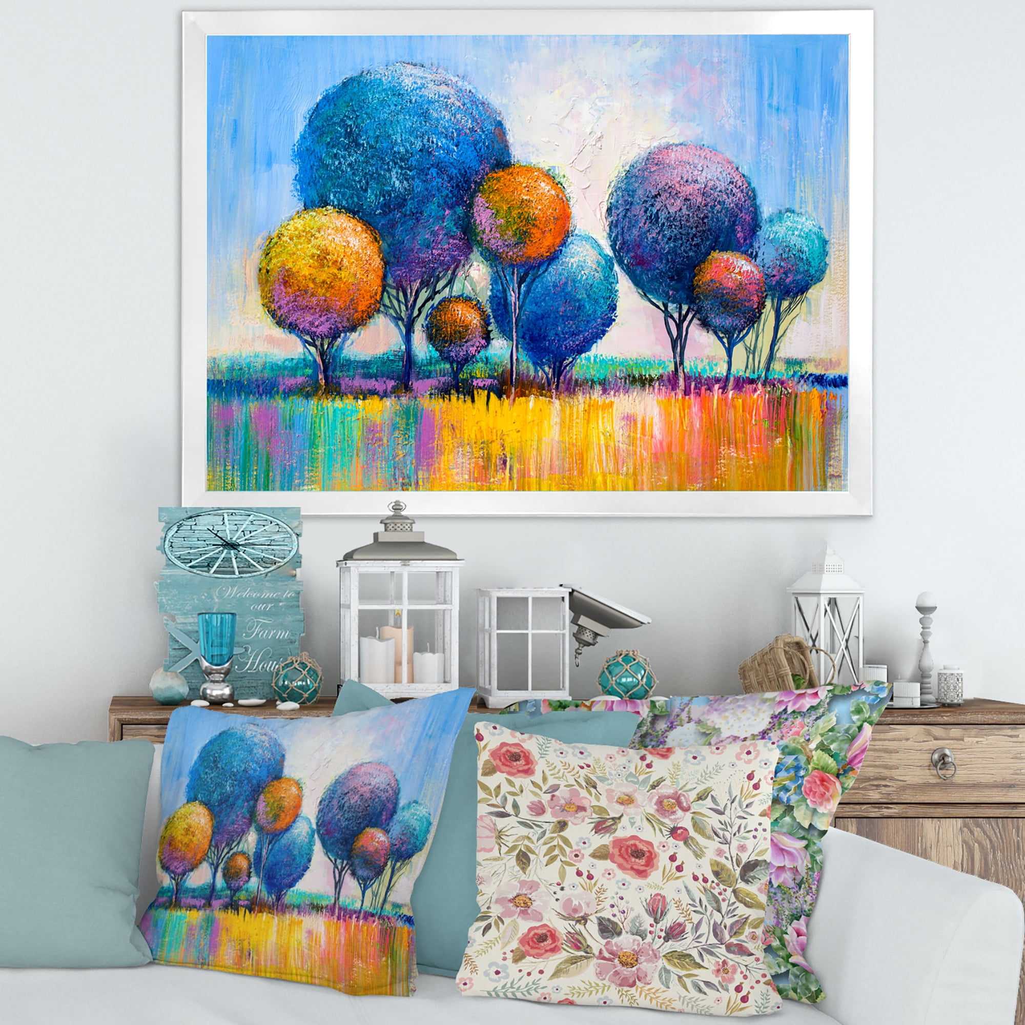 Designart 'Autumn Colorful Fantasy Trees IV' Modern Framed Art Print