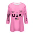 thumbnail image 5 of Domuza Fourth Of July Shirt for Women Usa Flag Graphics 3/4sleeve Tops Casual Loose Crew Neck T Shirts 2026 New Fashion Clothes Pink M, 5 of 5