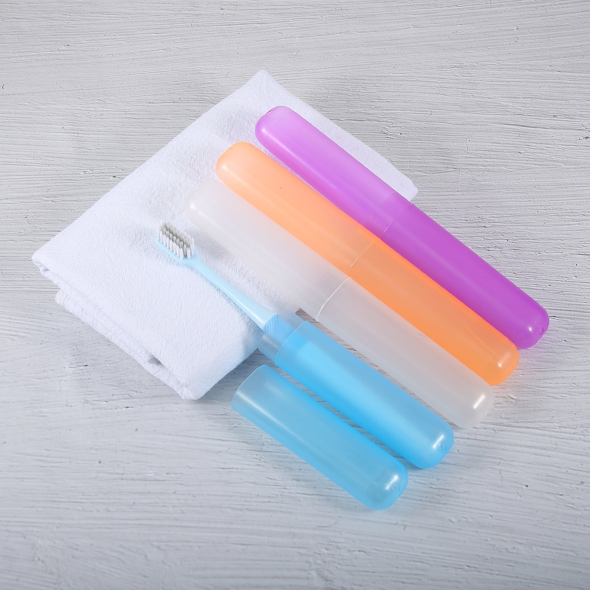 Unique Bargains 4 Pcs Toothbrush Plastic Lightweight Holders White Purple Blue Orange