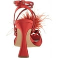 thumbnail image 3 of Sam Edelman Layton Red Mahogany Ankle Strap Spool Heeled Feather Detailed Sandals (Red Mahogany, 9.5), 3 of 6