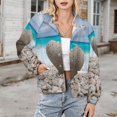 thumbnail image 3 of Jackets for Women Winter Coat Jackets Flannel Stand Collar Jacket(Heart-shaped Stone Beach Decor,Size:S-4XL), 3 of 7