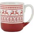 10 Strawberry Street 17.5 fl oz Ceramic Reindeer Mug, Set of 4 (Red