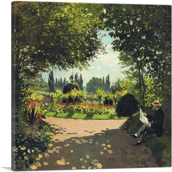 ARTCANVAS Adolphe Monet in the Garden of Le Coteau at Sainte-Adresse Canvas Art Print by Claude Monet - Size: 18" x 18" (0.75" Deep)