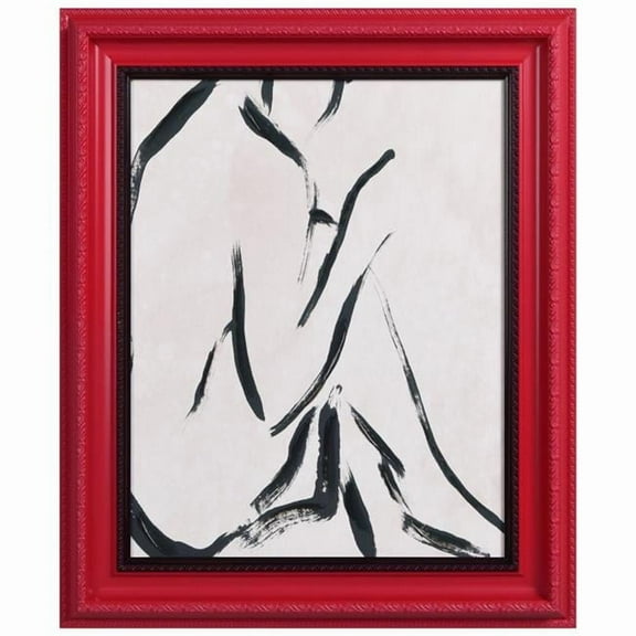 "Abstract Silhouette" Chromatic Hand Painted Embellished Giclee Canvas Wall Art with Baroque Two-Tone Frame