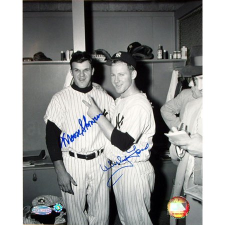 Whitey Ford & Moose Skowron Dual Autographed In Locker Room 8" x 10" Photograph