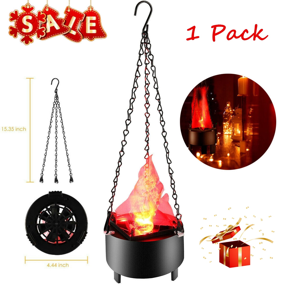 CJC 3D Fake Fire Light, Hanging LED Flame Light, Artificial Silk Flame
