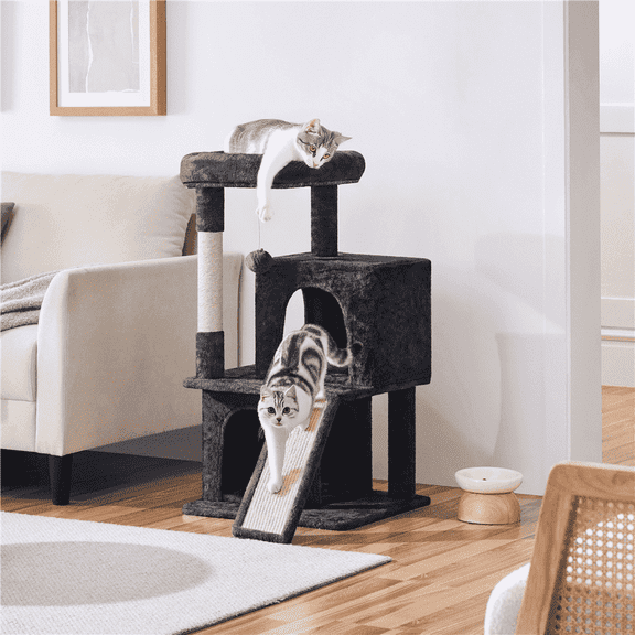 Yaheetech 36'' H Multilevel Cat Tree with Scratching Posts Sisal Rope Furry Ball, Black