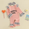thumbnail image 5 of Okbabeha Daddys Girls Baby Clothes Newborn Infant Ruffle Ribbed Long Sleeve Romper Leopard Jumpsuit Bodysuit Summer Outfit, 5 of 7
