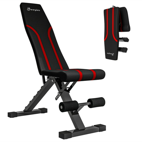 Soozier Foldable & Adjustable Weight Bench Exercise Bench for Home Gym
