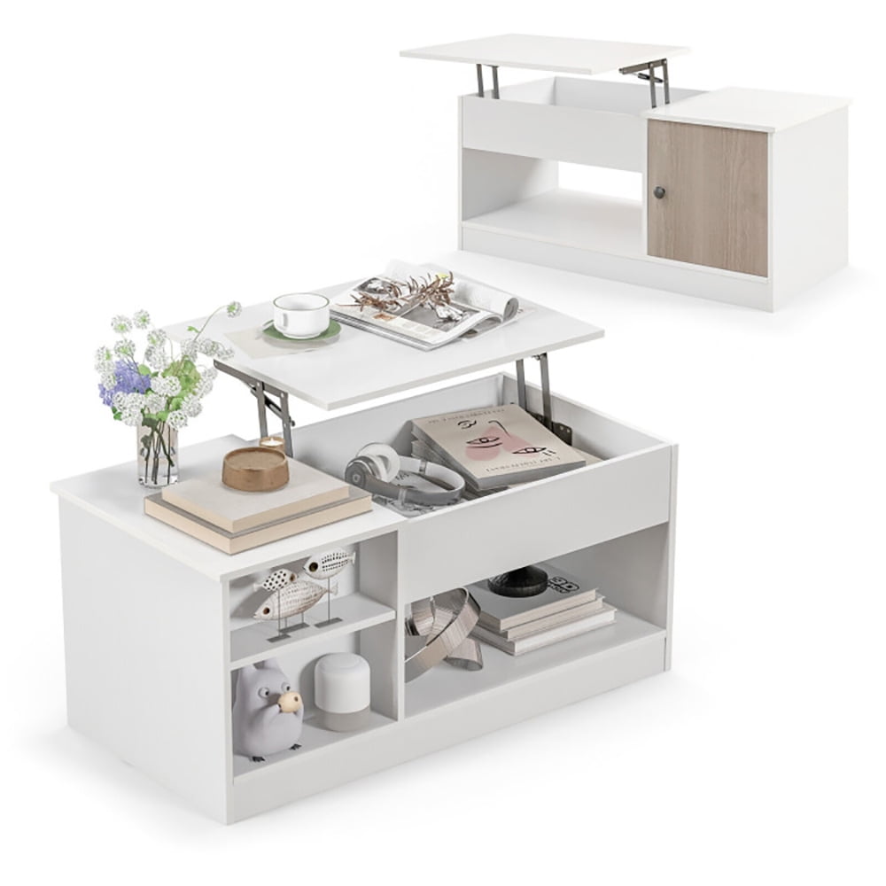 Finihen Coffee Table, Lift Top Coffee Table, Modern Coffee Table with Lift Tabletop and Storage Compartments, for Living Room, Reception Room, Office, White Finihen Coffee Table, Lift Top Coffee Table, Modern Coffee Table with Lift Tabletop and Storage Compartments, for Living Room, Reception Room, Office, White