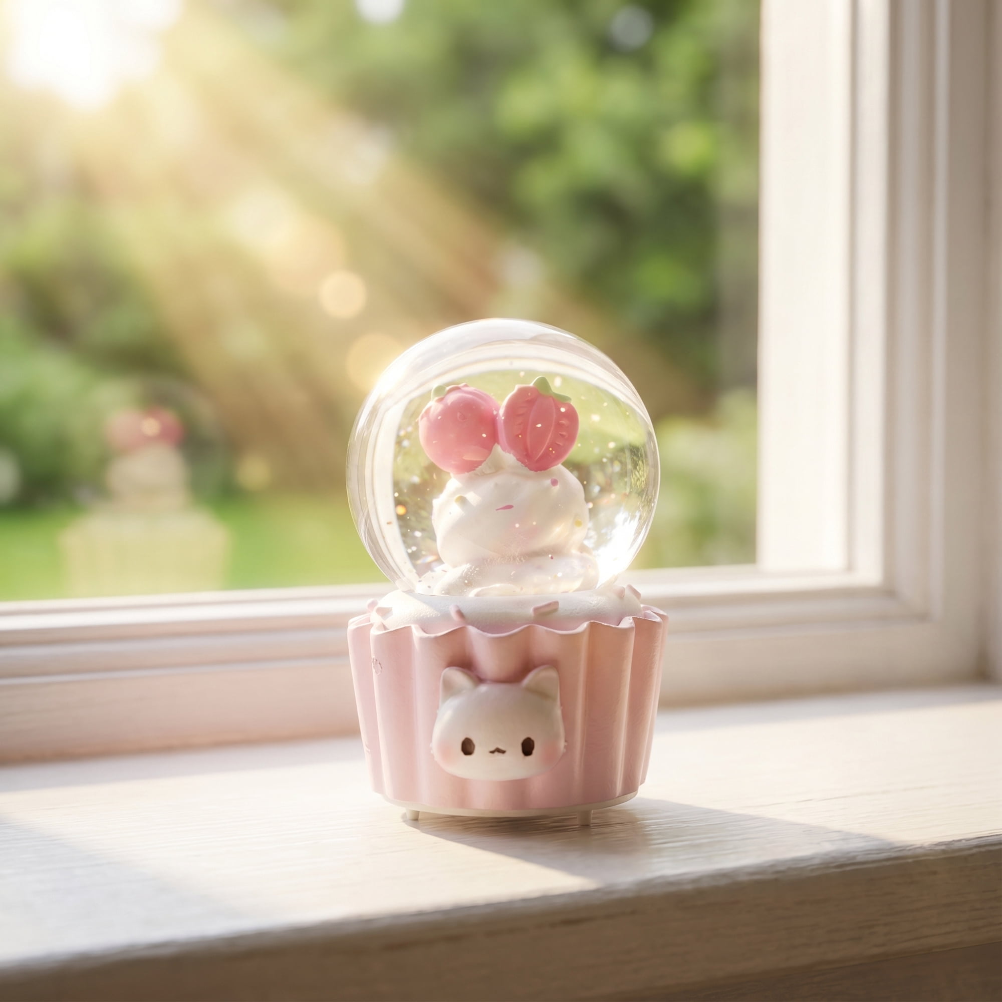 Unique Bargains Mini Resin Figurine Snow Light Up Crystal Ball Pink B 1.8" x 1.8" x 2.7"