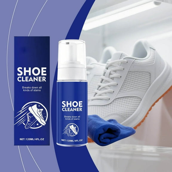 Kieccall White Shoe Cleaner Kit 4.1 fl oz, Footwear Stain Remover, Home Shoe Care, No Rinse Quick Cleaning