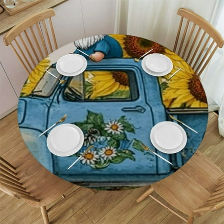 

Patifu Sunflowers Round Tablecloth 100% Polyester Stain-Resistant Waterproof Washable for Indoor and Outdoor Dining Decorations 38 -42