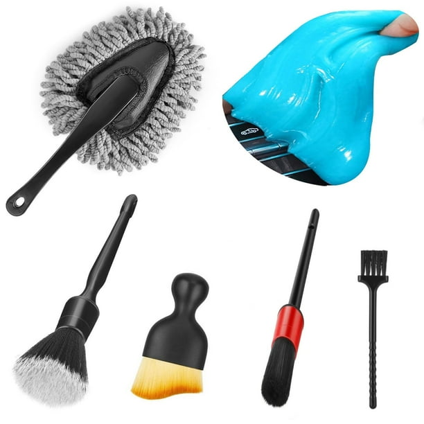 Fitosy Kit de gel de limpieza para cepillo de detalle de plumero para interior de coche, suave, para ventilación de tablero, polvo, masilla, cepillos para detalles, accesorios, suministros esenciales,