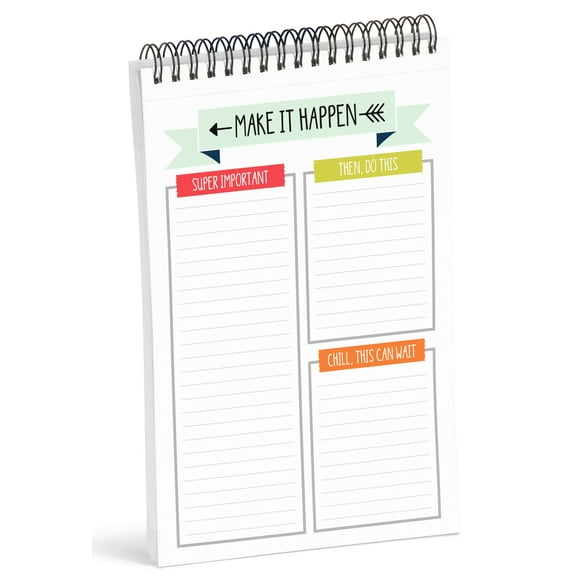 Inkdotpot To Do List Notepad 6 X 9 Paper Stationery, Elegant Spiral Notepad Daily Checklist- Motivational Organizer Planner List Pad- Notepad Tear Off (50 Sheets)