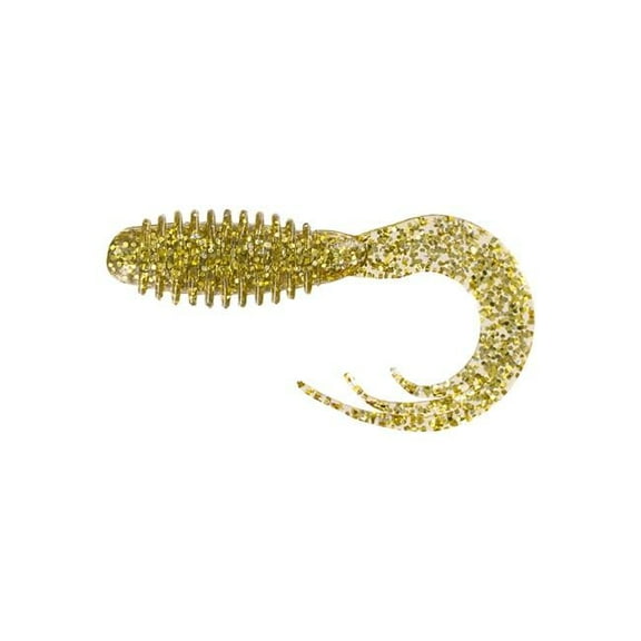 Big Bite Baits RTTG231 2 in. Ring Triple Tip Grub Clear Gold Glitter Fishing Lure - Pack of 10