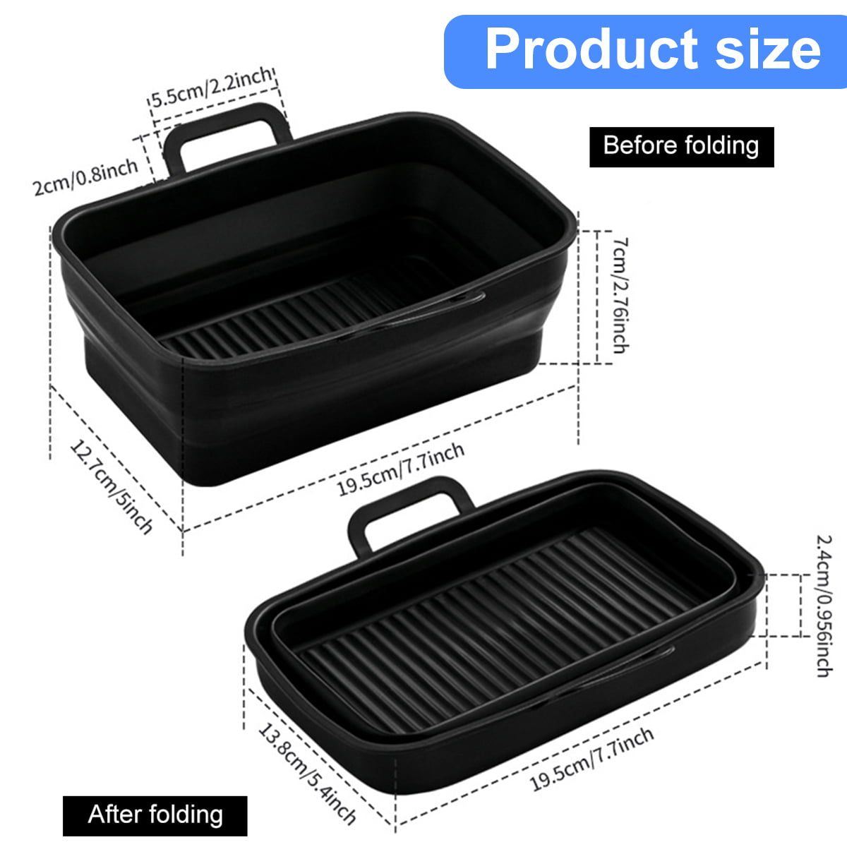 Rectangle Oven Baking Tray Baking Baskets Silicone Pot Heating Baking Pan  For Ninja Air Fryer Kitchen Accessories 22.5x13x6.5cm