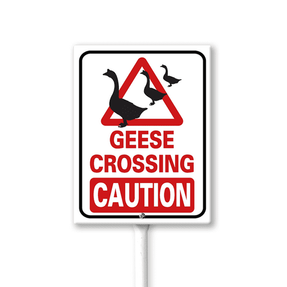 Eveokoki Caution Geese Crossing Sign With Stake For Neighborhoods Yard Farm Aluminium Caution 8x12inch Farm Decorations Yard Lawn Walkway Decorations Animal Signs