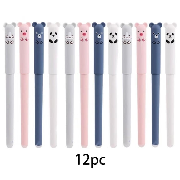 Clearance Sale! 12PACK Erasable Gel Pens, 0.5mm Cute Bear Rollerball Pens with Eraser for Writing & Drawing, Plastic, for Office & Home, (One Size, C)