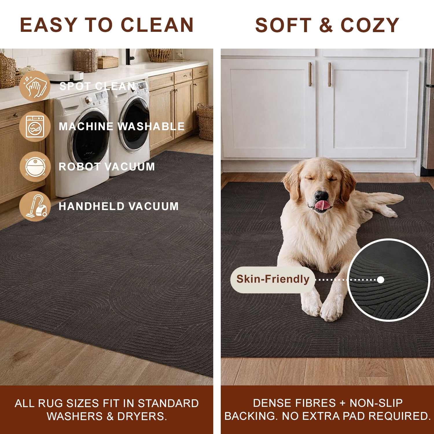 ECARPET Elion Machine Washable Contemporary/Modern Area Rug for Living Room, Bedroom, Dining Entrance, Hallway and More