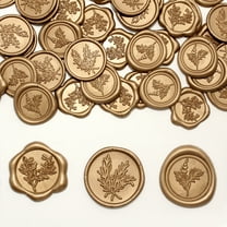 60 Pcs Bronze Gold Rosemary Wax Seal Stickers, Self-Adhesive Decorative Vintage Embossed Envelope Seal, 3 Floral Designs for Wedding Invitations Gift Wrapping