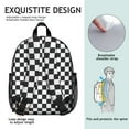 thumbnail image 5 of Black and White Checkered Backpack Backpack for School,Cute School Bag,Schoolbag with Adjustable Shoulder Straps & Padded Back,13.8"x11.4"x6", 5 of 6