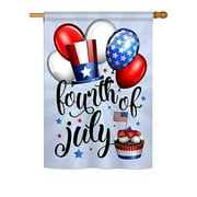 Breeze Decor BD-FJ-H-111079-IP-BO-DS02-US Celebrate Fourth of July Americana - Seasonal Fourth of July Impressions Decorative Vertical House Flag - 28 x 40 in.