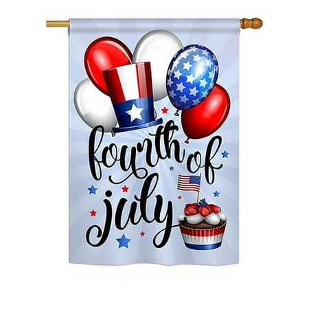 Breeze Decor BD-FJ-H-111079-IP-BO-DS02-US Celebrate Fourth of July Americana - Seasonal Fourth of July Impressions Decorative Vertical House Flag - 28 x 40 in.