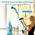 thumbnail image 5 of Amiluo Electric Spin Scrubber, 1500 RPM Cordless Bathroom Cleaning Brush with 4000 mAh Large Battery, 8 Replaceable Heads, Extension Handle & Display, Power Scrubber for Shower/Floor/Tub, 5 of 9