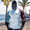 thumbnail image 5 of VBVC Men's Wave Print UPF 50+ Sun Protection Hoodie,Full Face Cover Quick Dry Fishing Shirt For Men,UV Block Long Sleeve Rash Guard for Beach Hiking,Red,S-3XL, 5 of 6