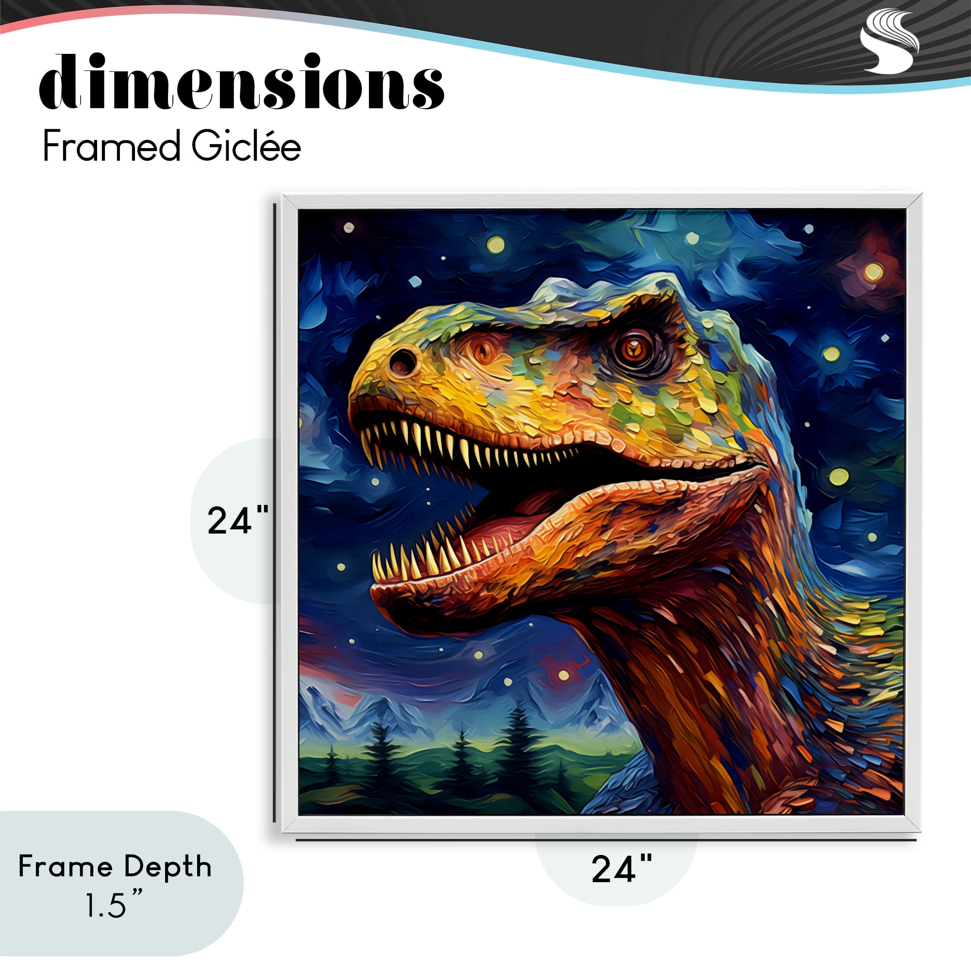 Stupell Industries Starry Sky Dinosaur White Framed Giclee Art, design by Creative Studio