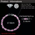 thumbnail image 5 of Silver Plated Pink Cubic Zircon CZ Oval Women Charm Chain Link Bangle Bracelets, 5 of 9