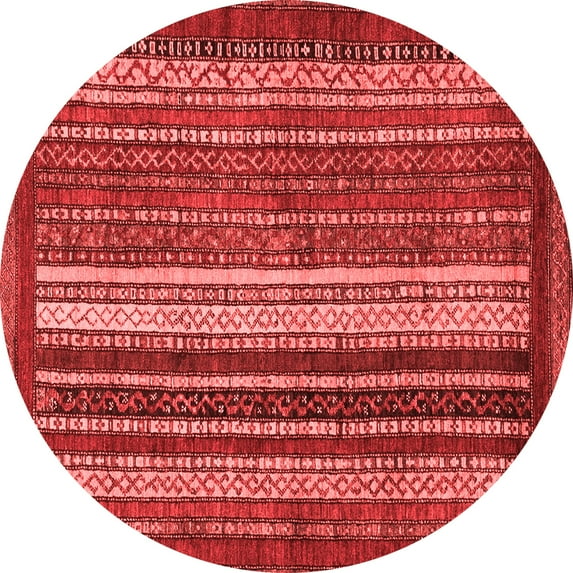 Ahgly Company Indoor Round Abstract Red Modern Area Rugs, 4' Round