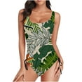thumbnail image 2 of Wycnly Womens Swimsuits Juniors Swimsuit for Women Juniors Swimsuit One Piece Swimsuit Summer with Drawstring Fashion Leaves Print Tummy Control Swimsuit Tankini, 2 of 6