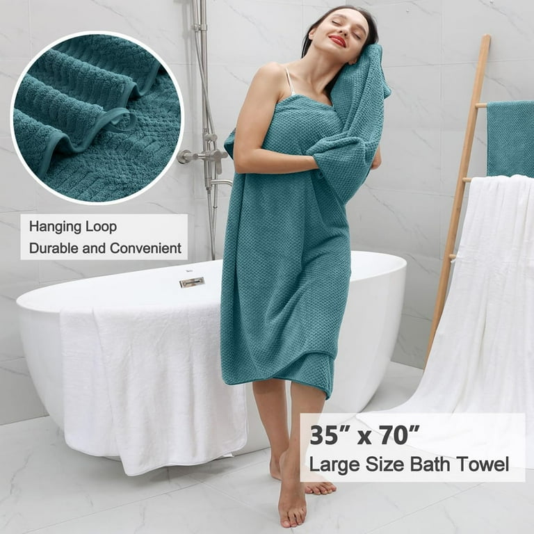 Jessy Home 4 Pack Large Bath Towel Set 600 GSM Ultra Soft Oversized Green Pine Towel Set 35 x70 Extra Large Bath Sheets